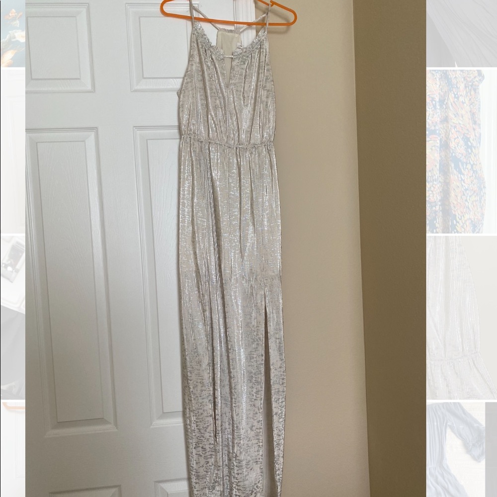 BCBG white and silver maxi dress